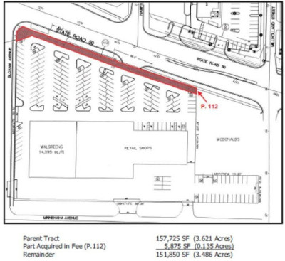 Map image of a multitenant commercial structure functioning as a neighborhood shopping center.