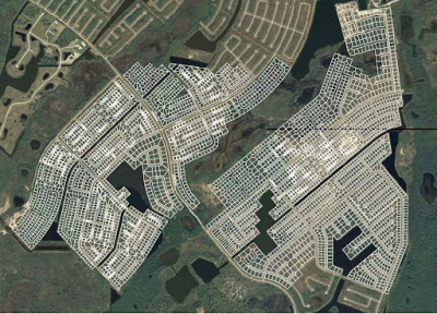 Satellite image of 150 non-contiguous platted lots in an inverse condemnation case.