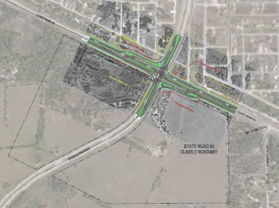 Satellite image of a large tract of vacant land in an FDOT.